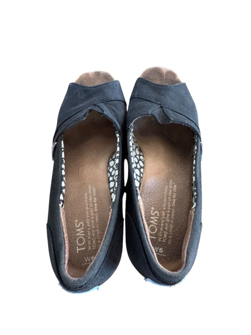 Toms Classic Black Canvas Wedge Heel Shoe Size 6 - Picture 6 of 8